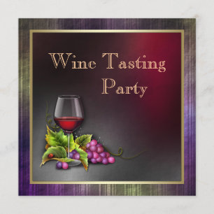 Convites Festa de Degustação de Vinho Tinto Roxo e Dourado