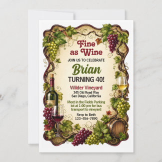 Convites Festa de Degustação de Vinhos Aniversário Adulto