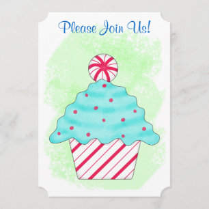 Convites Festa de deserto de café com Cupcake de hortelã-pi