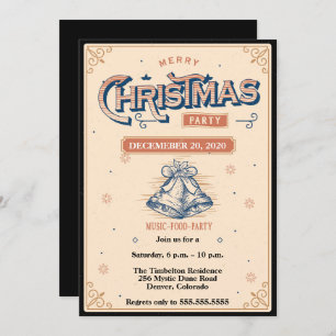 Convites Festa de Design de Natal Elegante do Estilo Vintag