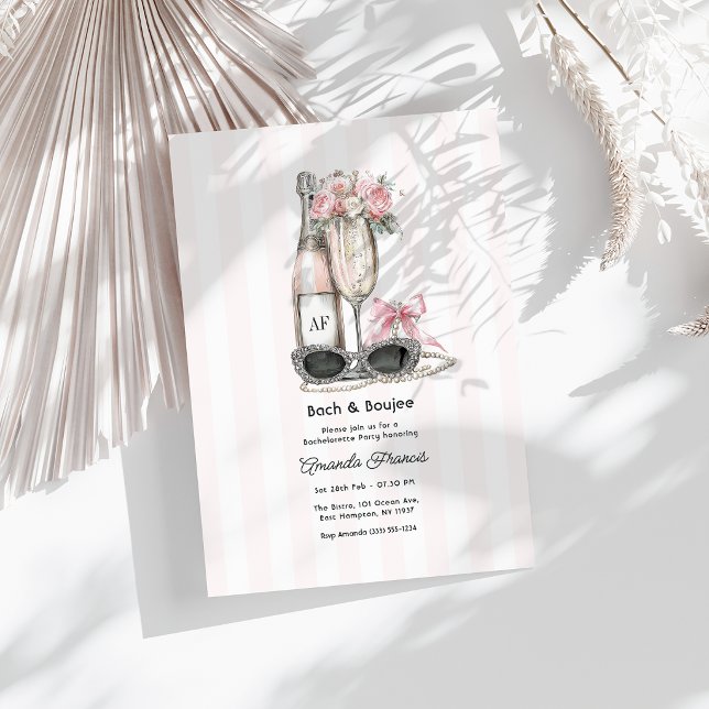 Convites Festa de Despedida de Solteira Bach & Boujee Monog (Bach & Boujee Monogram Chic Bachelorette Party Invitation)