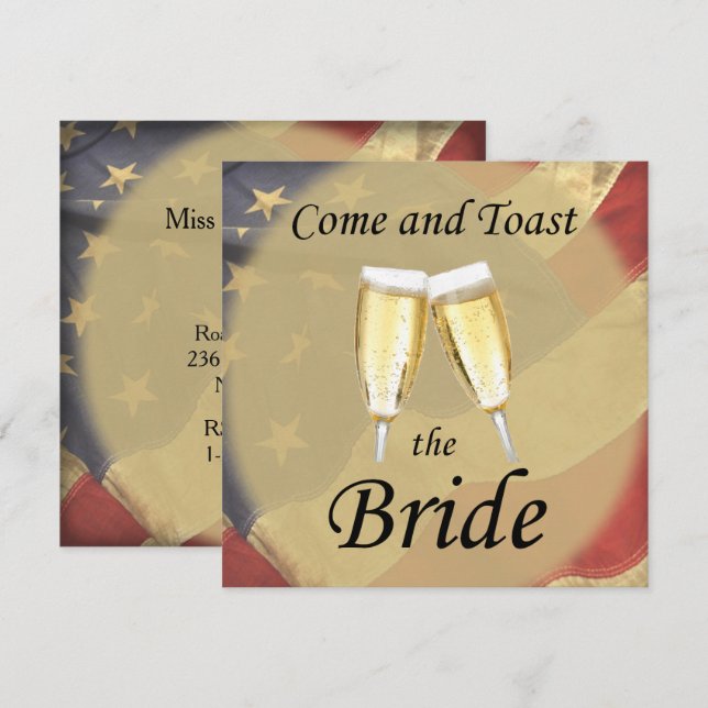 Convites Festa de Despedida de Solteira com Bandeira Americ (Frente/Verso)