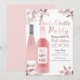 Convites Festa de Despedida de Solteira com Vinho Rosè e Fl