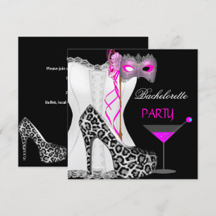Convites Festa de Despedida de Solteira Corset Branco Leopa