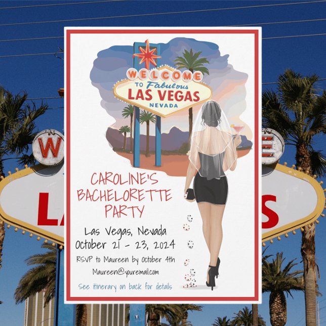 Convites Festa de Despedida de Solteira em Las Vegas / Noiv (Criador carregado)