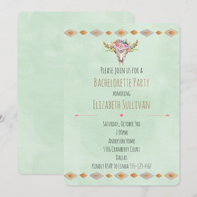 Convites Festa de Despedida de Solteira Floral do Sudoeste  (Frente/Verso)