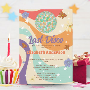 Convites Festa de Despedida de Solteira Floral Retrô Disco