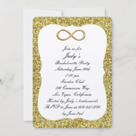 Convites Festa de Despedida de Solteira Glitter Dourado Inf