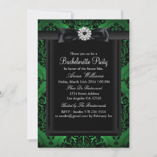 Convites Festa de Despedida de Solteira Green & Black Chic