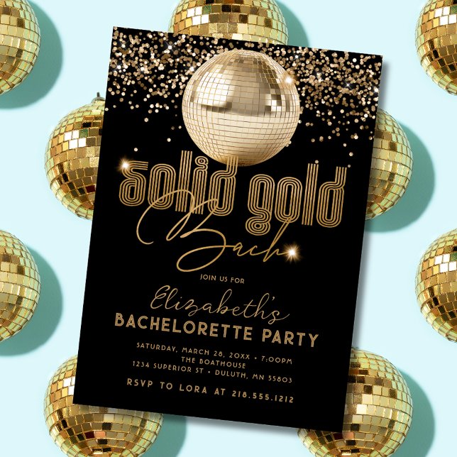 Convites Festa de Despedida de Solteira Groovy Gold Disco O (Criador carregado)
