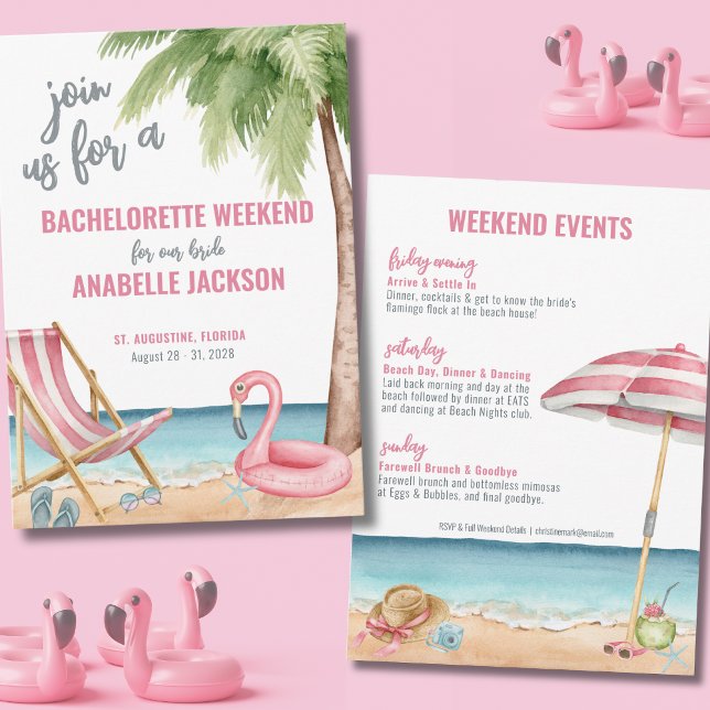 Convites Festa de Despedida de Solteira na Praia com Aquare (Watercolor Beach Bachelorette Party Invitation )