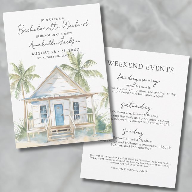 Convites Festa de Despedida de Solteira na Praia Costeira (Girls Weekend Tropical Beach Bachelorette Party Invitation)