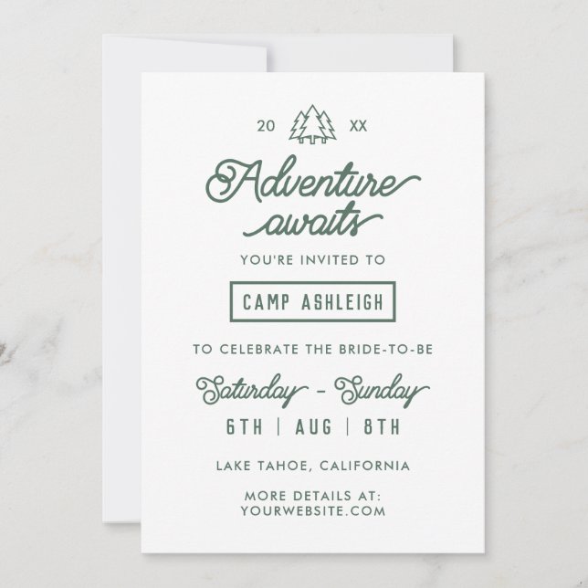 Convites Festa de Despedida de Solteira no Acampamento Aven (Frente)