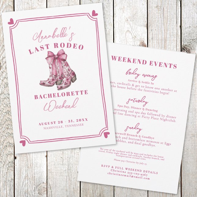 Convites Festa de Despedida de Solteira Pink Nash Bash Last (Pink Nash Bash Last Rodeo Bachelorette Party Invitation )