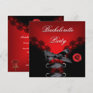 Convites Festa de Despedida de Solteira Rosa Vermelha Renda