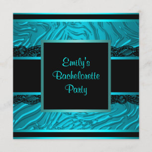 Convites Festa de Despedida de Solteira Zebra Azul com Rend