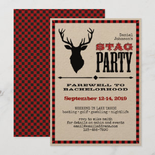 Convites Festa de Despedida de Solteiro com Veado Rústico