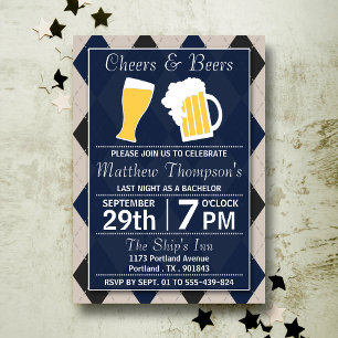 Convites Festa de Despedida de Solteiro Trendy Navy Cheers