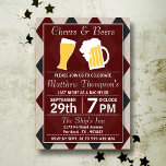 Convites Festa de Despedida de Solteiro Vermelha da Cheers<br><div class="desc">Convites de Festa de Despedida de Solteiro Vermelha da Cheers & Beers Trendy.</div>