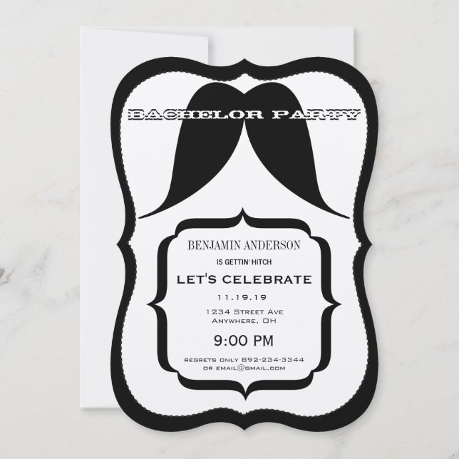 Convites Festa de Despedida Solteiro Bigode Certo Bigodudo  (Verso)