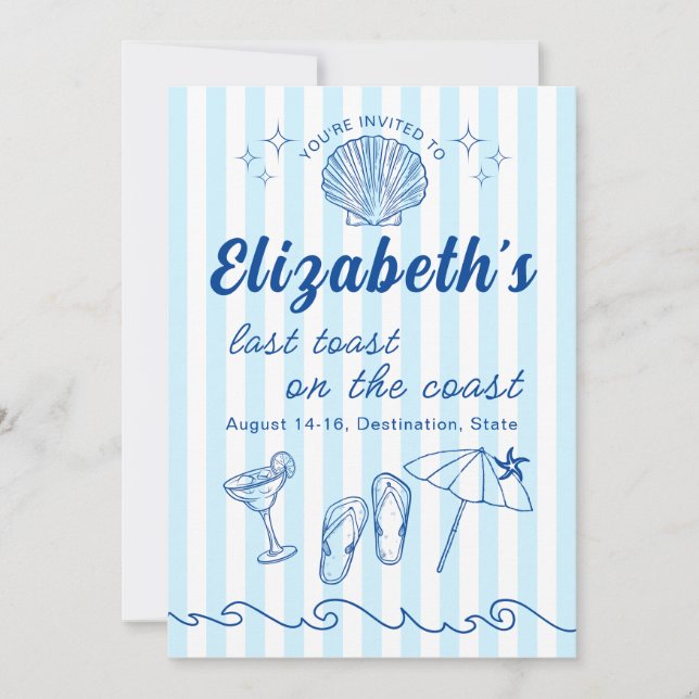 Convites Festa de Destino da Bachelorette de Costal Beach (Frente)