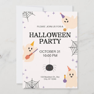 Convites Festa de Dia das Bruxas Beige Black Orange