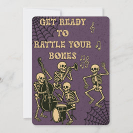 Convites Festa de Dia das Bruxas com Bandas de Skeleton Ret