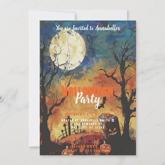 Convites Festa de Dia das Bruxas da Lua (Frente)