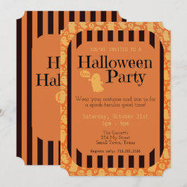 Convites Festa de Dia das Bruxas de Fantasma Laranja-Fantas