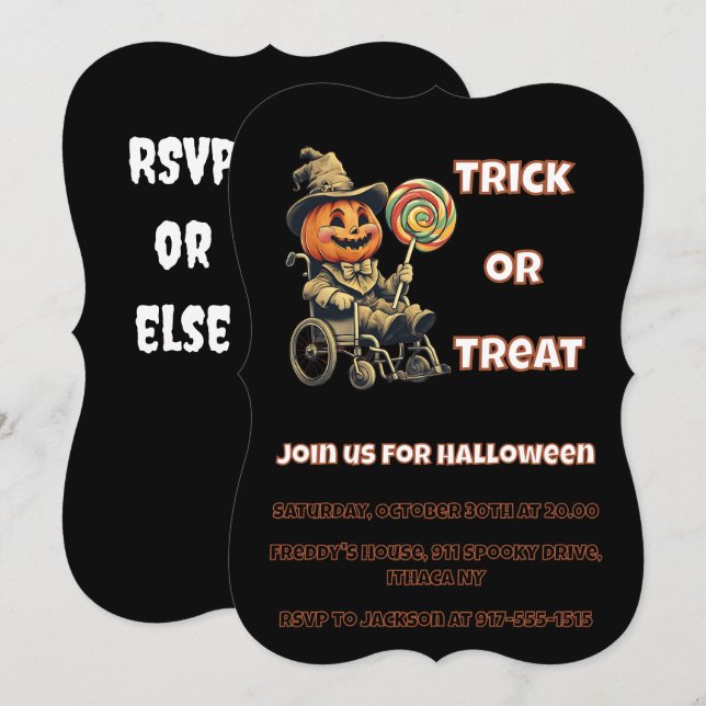 Convites Festa de Dia das Bruxas de Jack ou Lanterna Acessí (Frente/Verso)