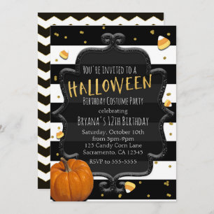 Convites Festa de Dia das Bruxas de Milho Negro e Branco