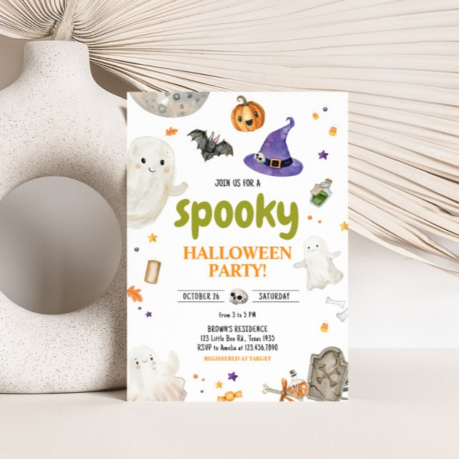 Convites Festa de Dia das Bruxas do Fantasma Spooky (Ghost Spooky Halloween Party Invitation)