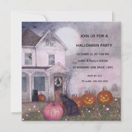 Convites Festa de Dia das Bruxas Negra de Gato Preto, Casa