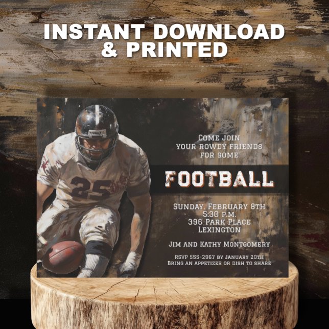 Convites Festa de Dia de Jogo de Futebol (Tough football player Super Bowl party invitations INSTANT DOWNLOAD and/or PRINTED)