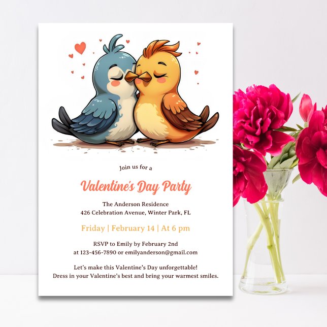 Convites Festa de Dia de os namorados de Bovinos Bons (Cute Sweet Lovebirds Valentine's Day Party Invitation)