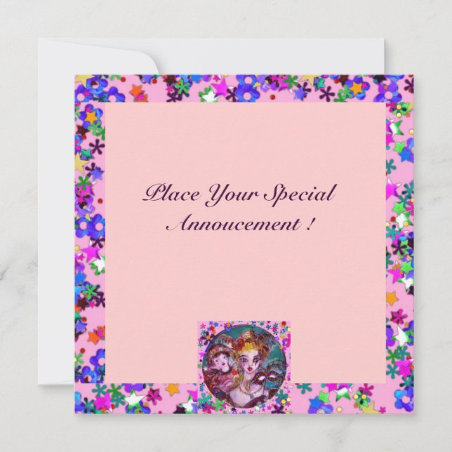 CONVITES FESTA DE DIA DOS NAMORADOS COM MÁSCARAS VENECIANAS (Frente)