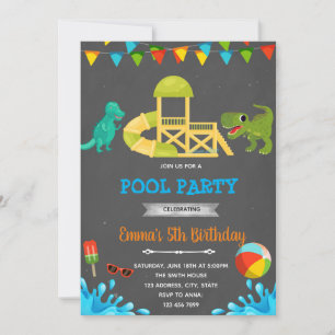 Convites Festa de dinossauro de água deslizante