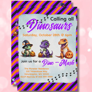 Convites Festa de Dinossauros do Halloween Dino-Mash