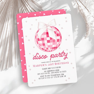 Convites Festa de Disco Arco de Bola de Disco Rosa Aniversá
