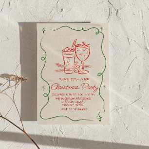 Convites Festa de Diversão de Cocktail Vermelho Verde Desen