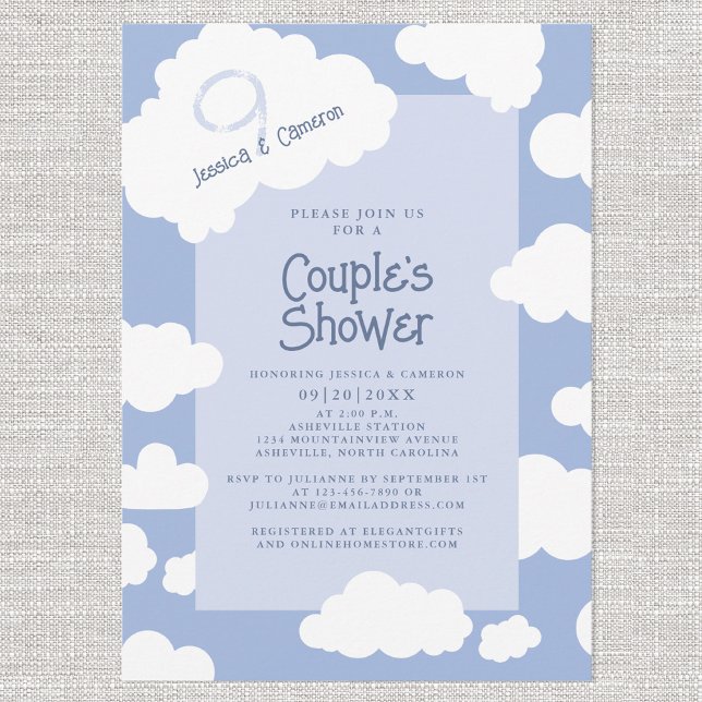 Convites Festa de diversão em Chá de panela de 9 Casais Clo (Cloud Nine 9 Couples Bridal Shower Cute Fun Party Invitation)