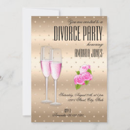 Convites Festa de divórcio champanhe rosa elegante dourado