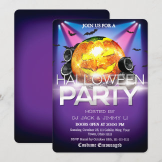 Convites Festa de DJ no Halloween Bola de Discoteca Abóbora