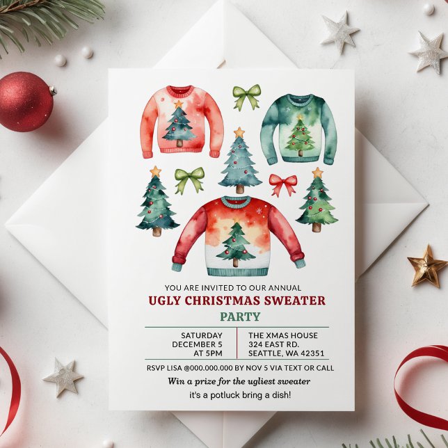 Convites Festa de Doce de Natal Feia (Ugly Christmas Sweater Party Invitation)