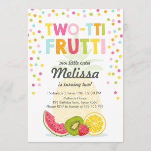 Convites Festa de dois-tti frutti convidando Tutti para o a