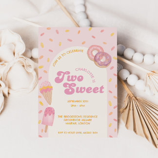 Convites Festa de Donut de Sorvete de 2º Aniversário Two Sw