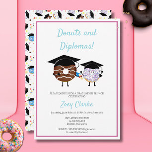 Convites Festa de Donuts de Formatura Tema de Diploma Fofo 