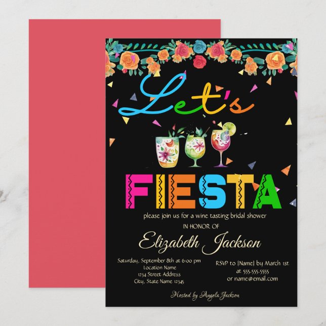 Convites Festa de Drinks Mexicanos Chá de Noiva (Frente/Verso)