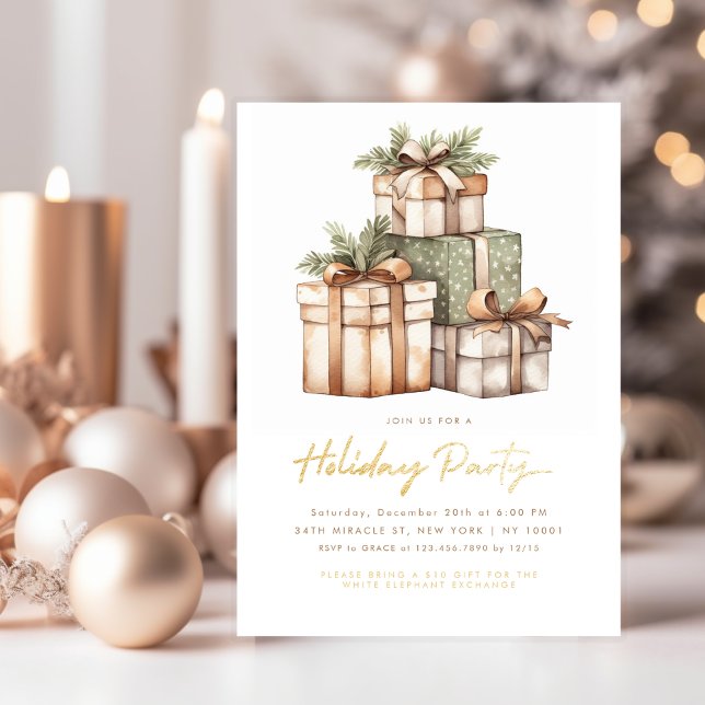 Convites Festa de Elefantes Brancos de Troca de Presentes d (Criador carregado)