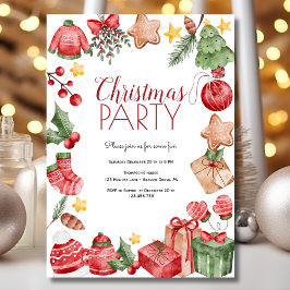 Convites Festa de Elementos de Natal de Aquarela
